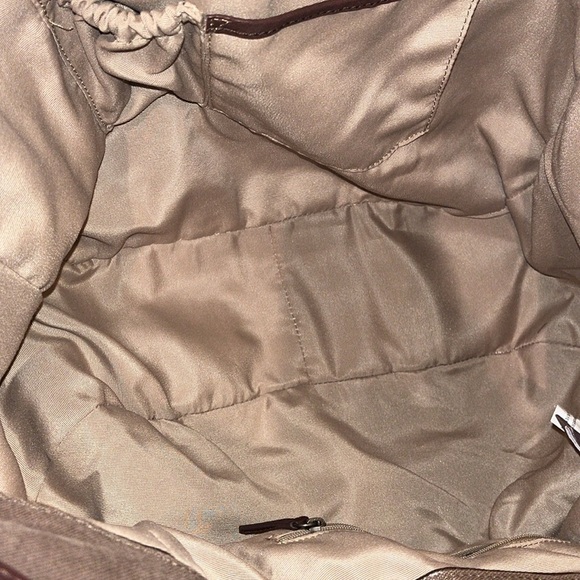 J.Jill thick canvas large tote with leather trim & handles, open side pockets OS - Picture 6 of 9